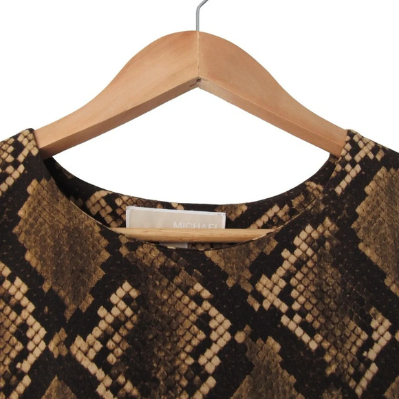 Michael Kors Tokara Snakeskin Top Sleeveless Blouse Size Small Fringe Hem Brown - Picture 3 of 8